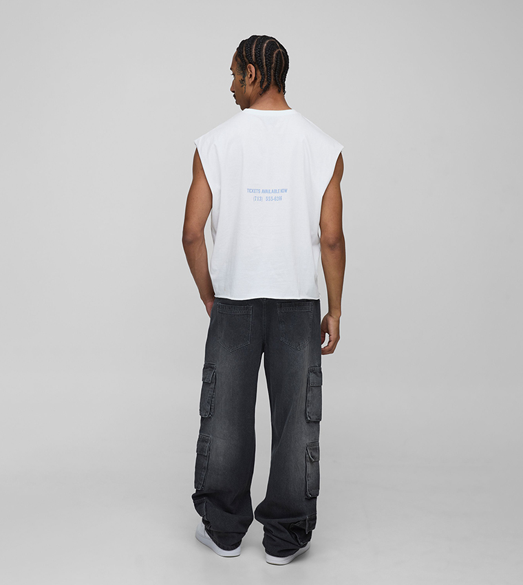 Stacked Washed Multi Cargo Relaxed Fit Jeans