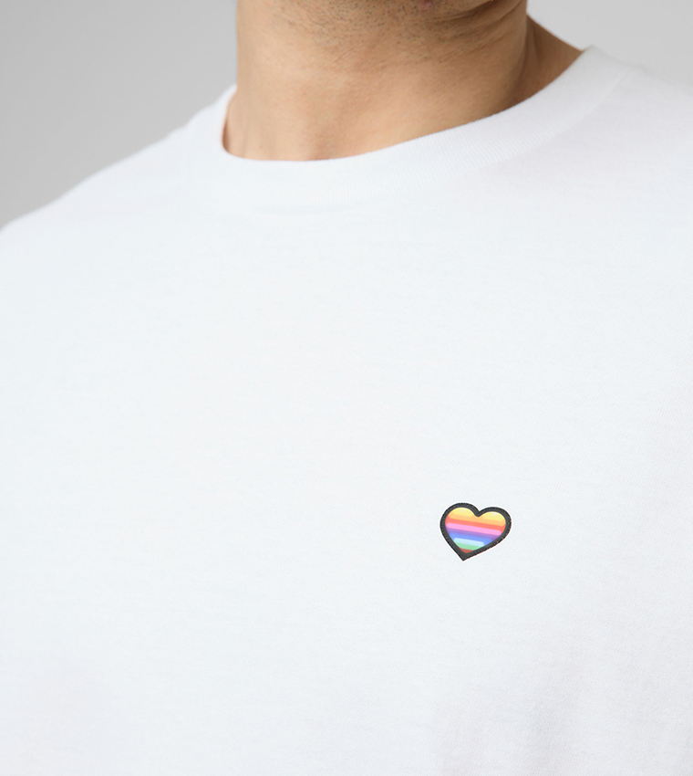 Rainbow Heart Be You Embroidered Pride Oversized T-Shirt