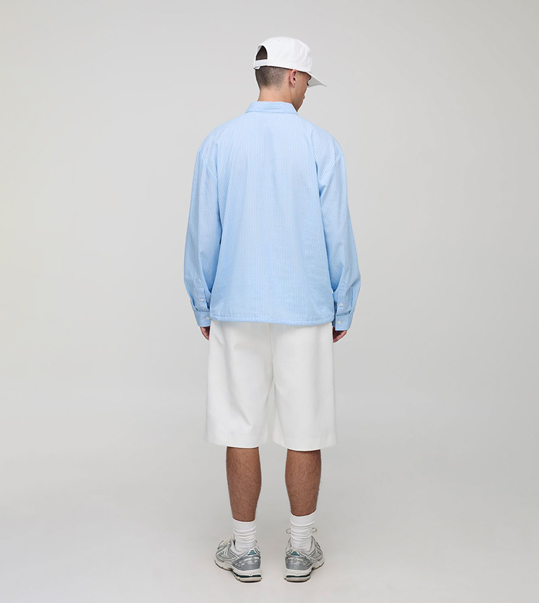 Striped Embroidered Poplin Bungee Rugby Shirt