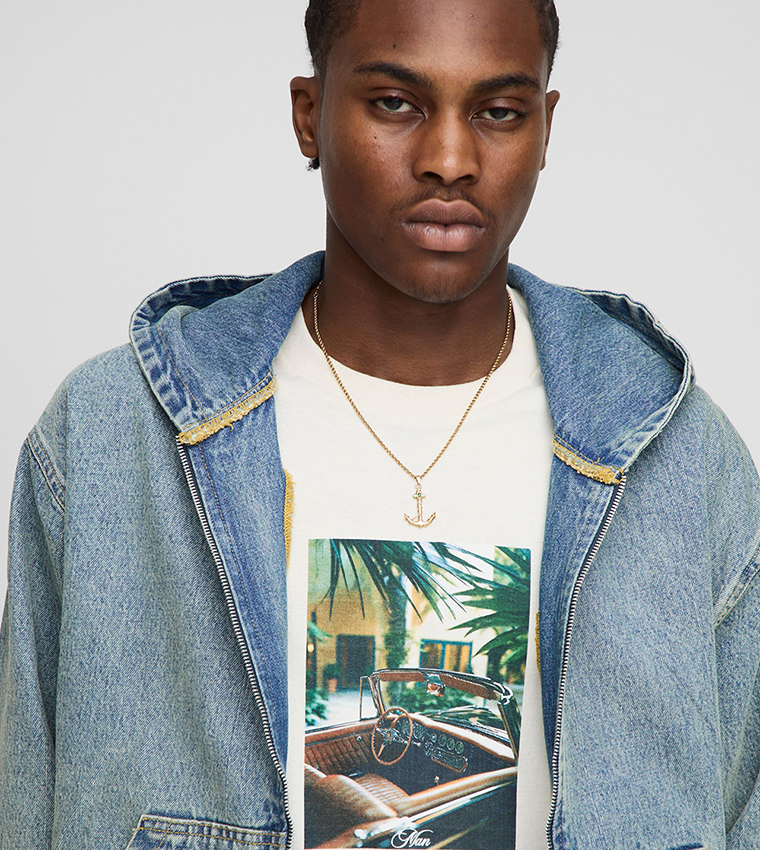 Washed Oversized Hooded Denim Jacket