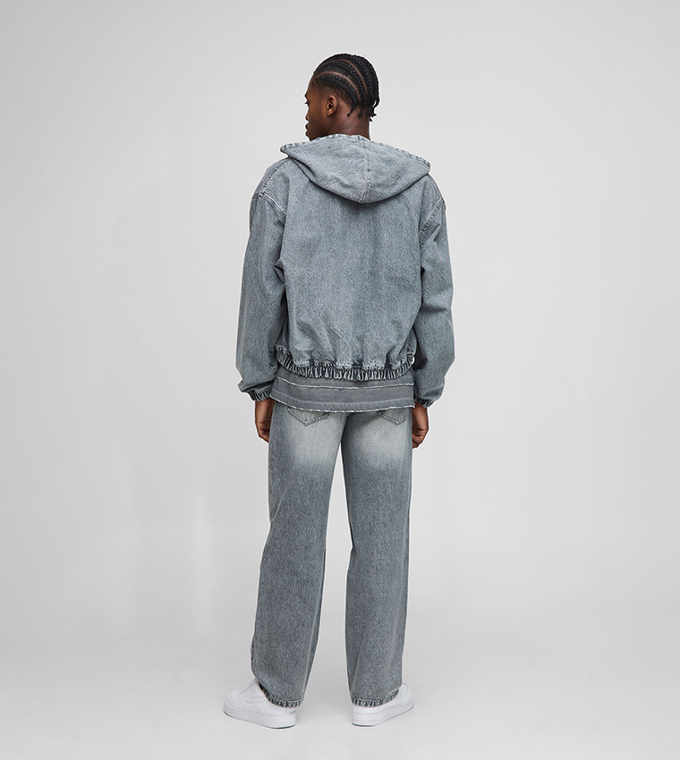 Washed Oversized Hooded Denim Jacket