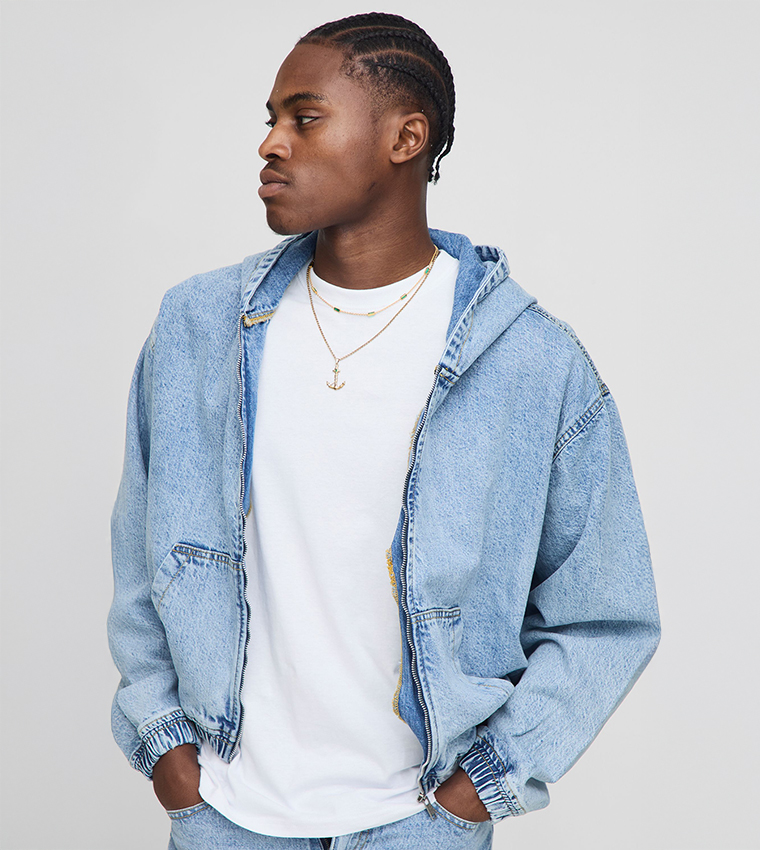 Washed Oversized Hooded Denim Jacket