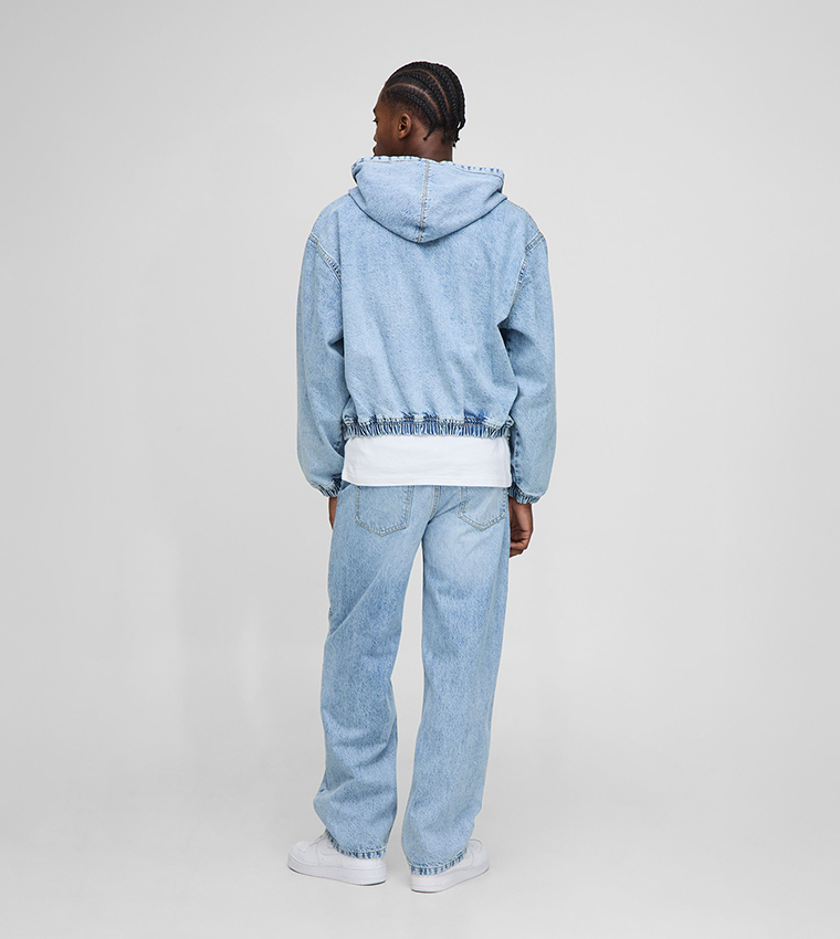 Washed Oversized Hooded Denim Jacket
