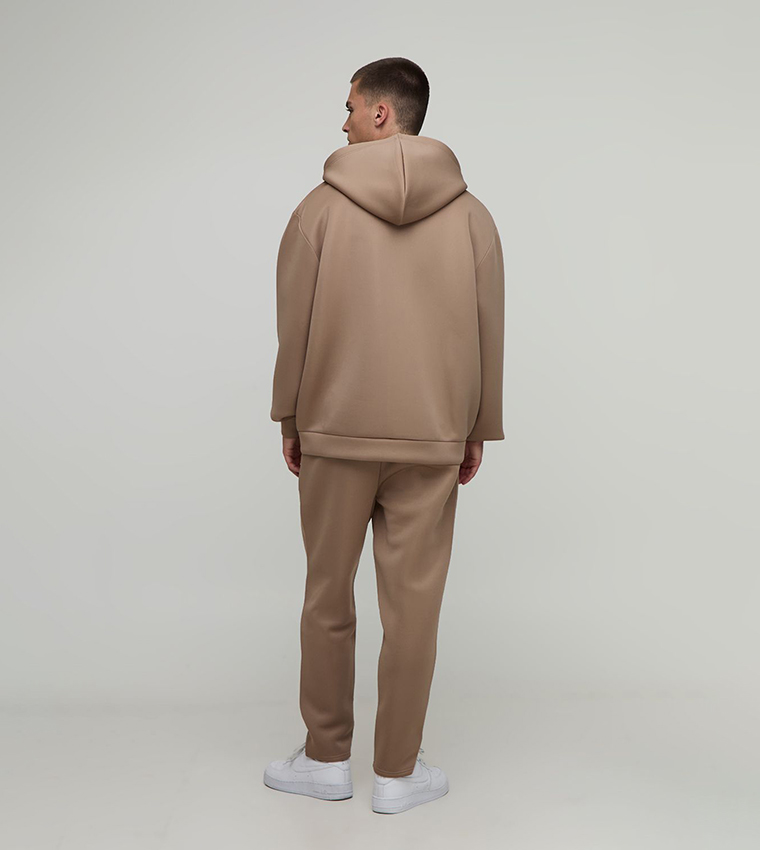 Solid Oversized Bonded Scuba Zip-Through Jacket