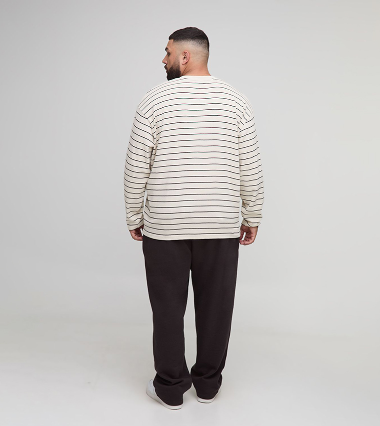 Plus & Tall Oversized Striped Long Sleeves T-Shirt