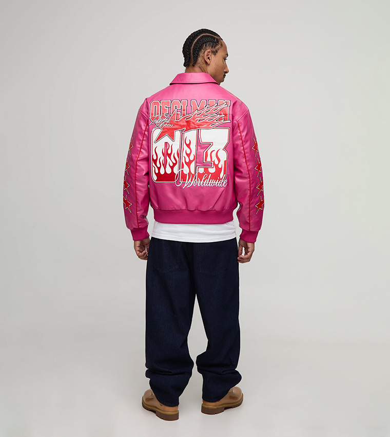 Moto Applique PU Boxy Fit Varsity Jacket