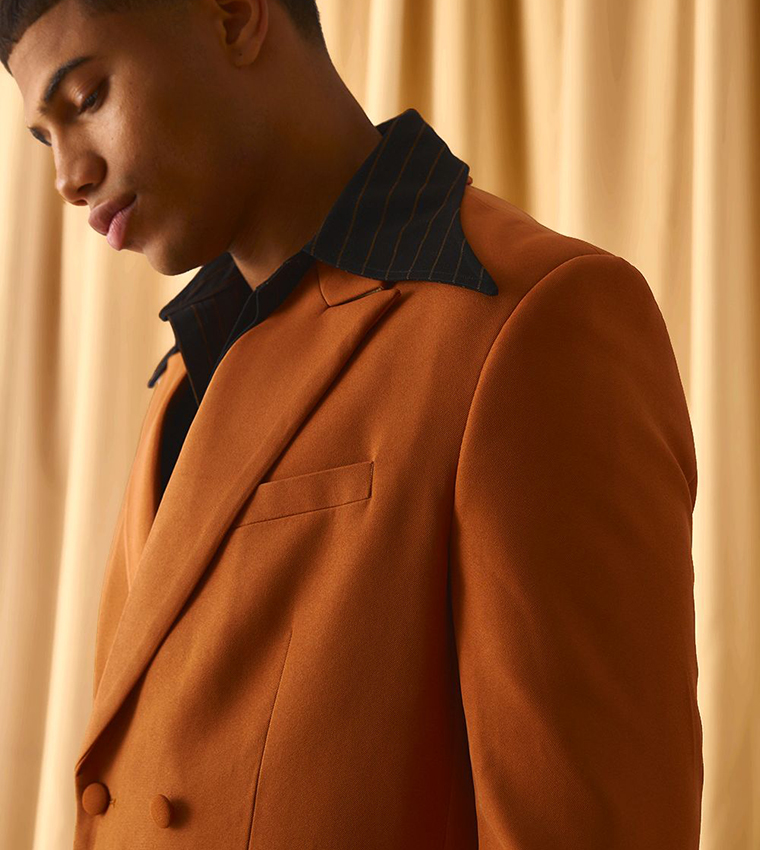 Solid Double Breasted Blazer