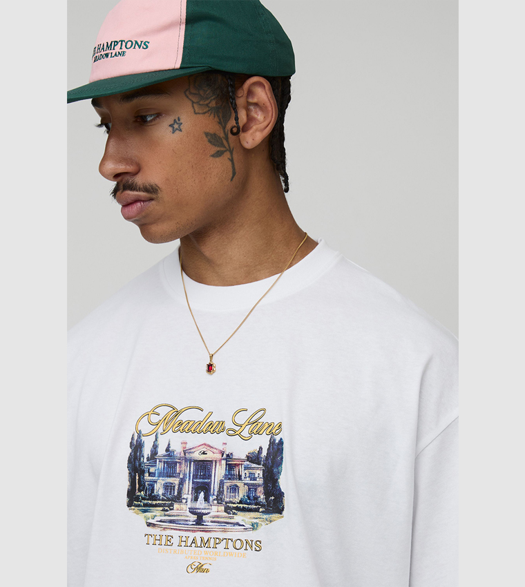 Script Hamptons Print Oversized T-Shirt