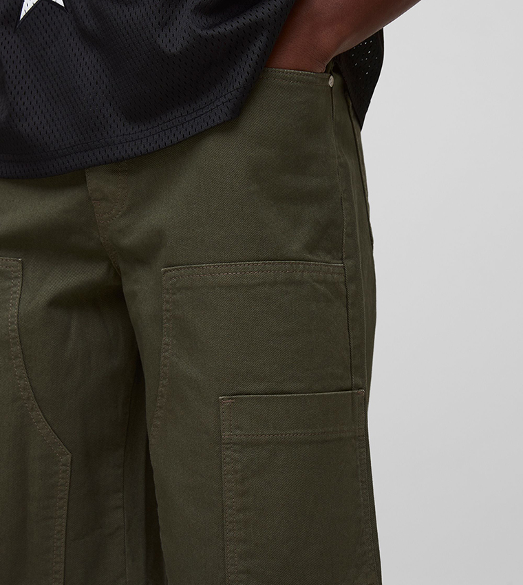 Regular Fit Carpenter Cargo Overdyed Denim Jorts