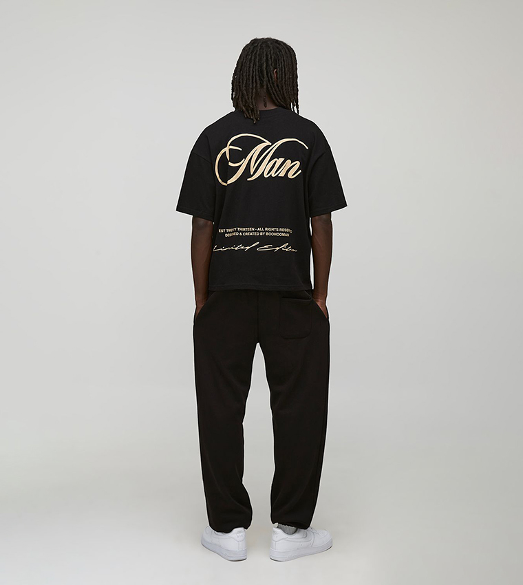 Script Embroidered Cuffed Joggers