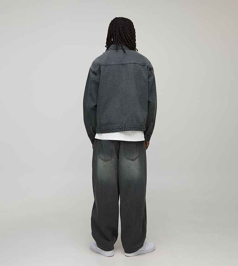 Washed Seam Detail Balloon Fit Jeans