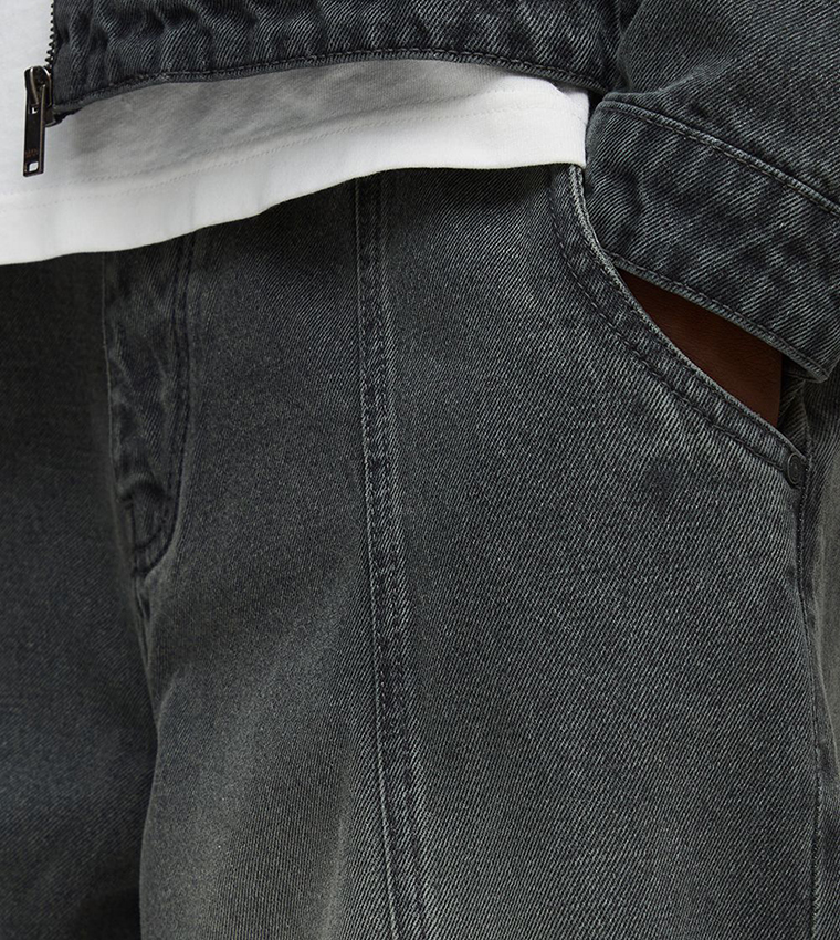 Washed Seam Detail Balloon Fit Jeans