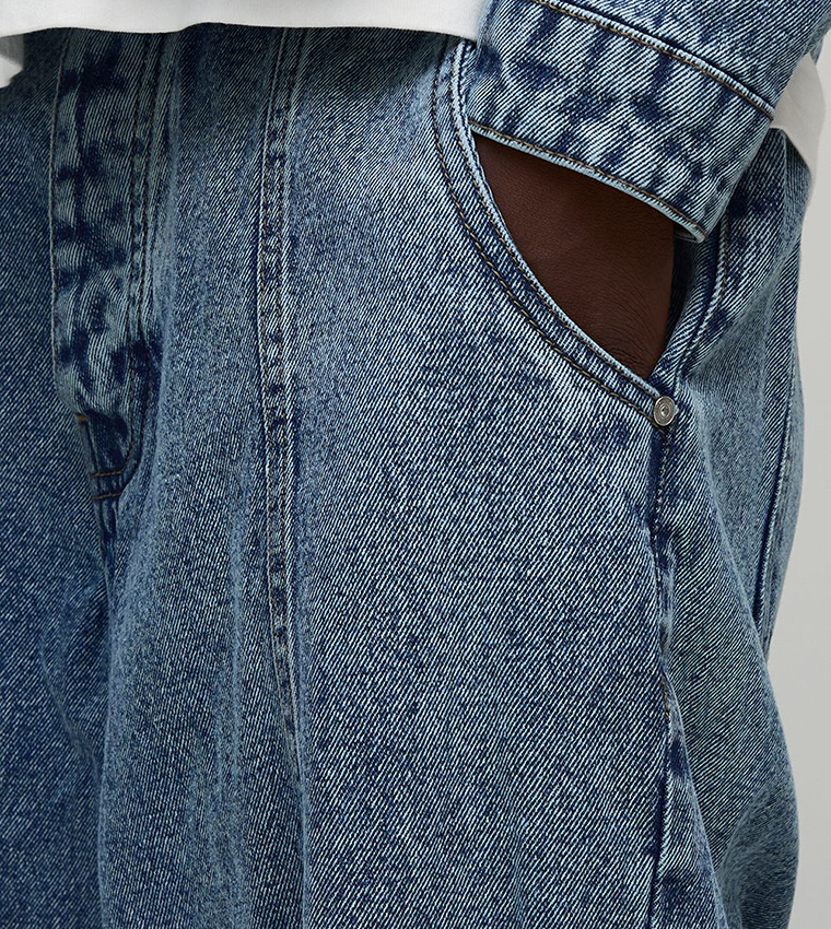 Washed Seam Detail Balloon Fit Jeans