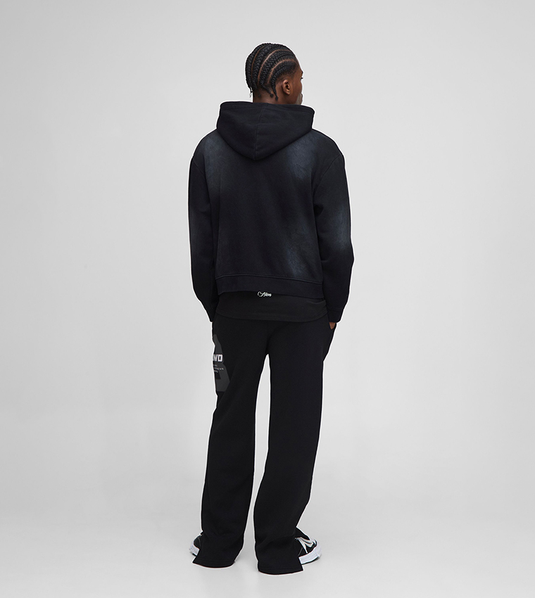 Spray Wash Double Ended Zip Through Oversized Hooded Jacket
