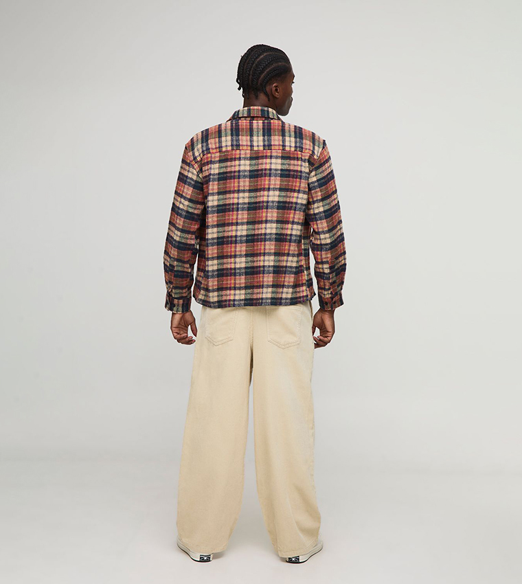Barrel Fit Pleated Front Corduroy Trousers