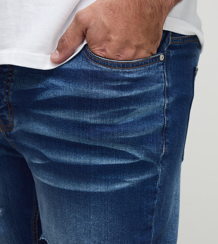 Floral Embroidered Ripped Stacked Skinny Fit Jeans