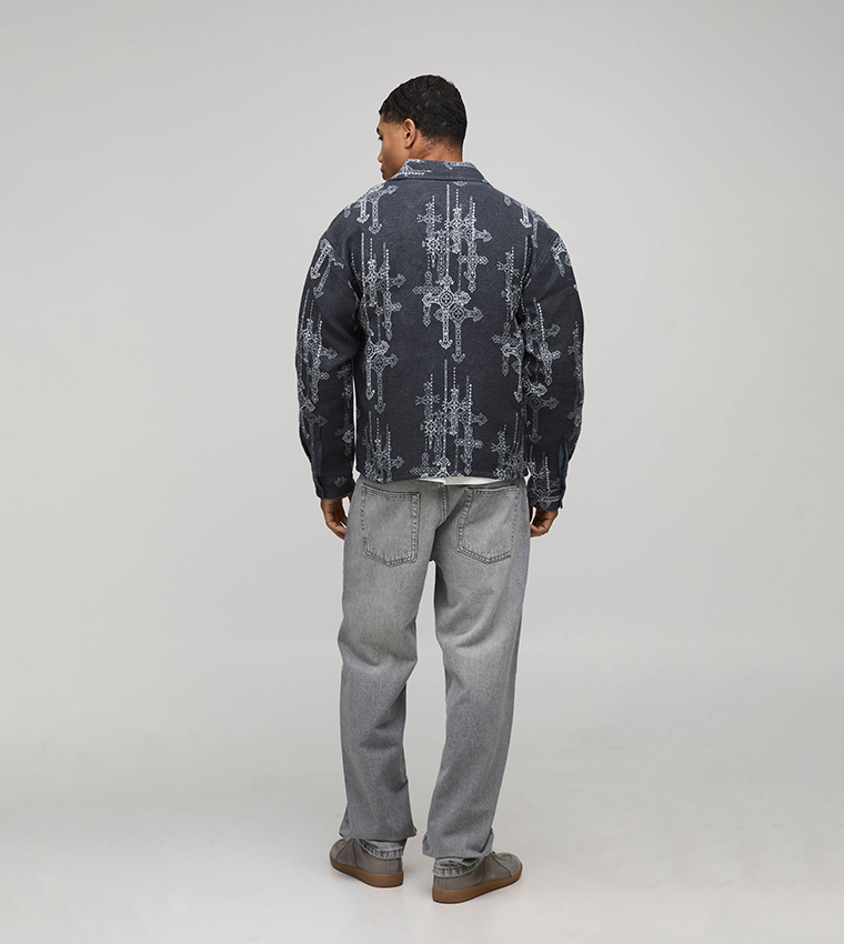Washed Gothic Long Sleeves Oversized Shirt