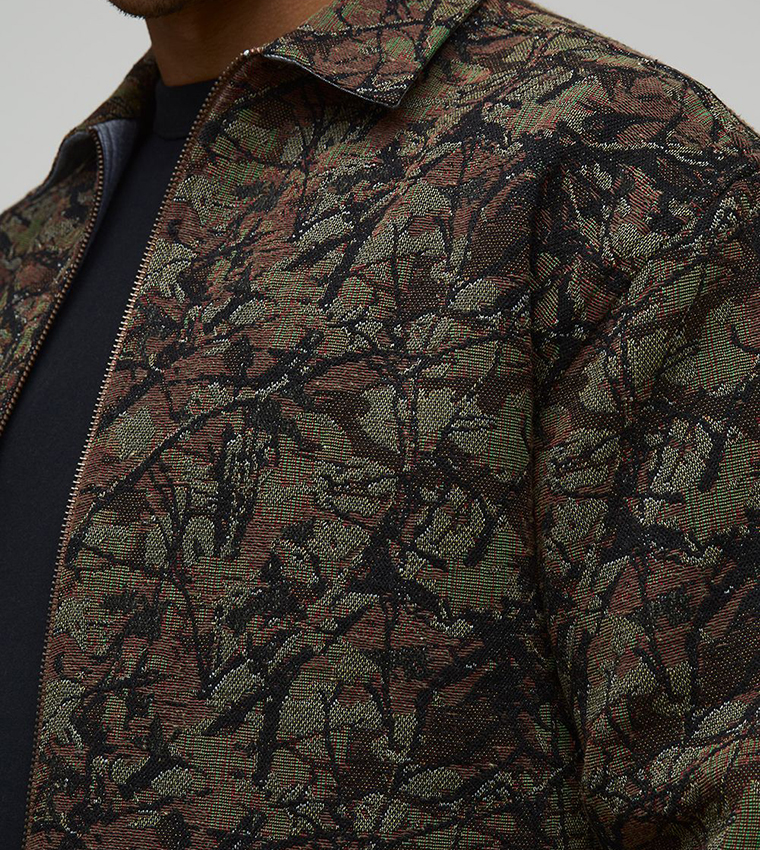 Acid Washed Camo Long Sleeves Oversized Shirt