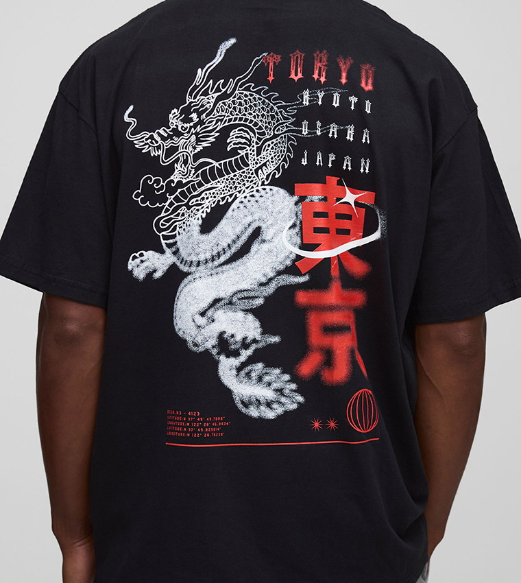 Oversized Tokyo Dragon Printed T-Shirt