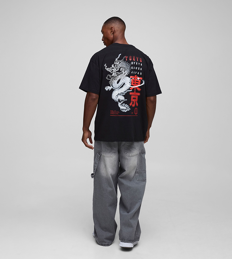 Oversized Tokyo Dragon Printed T-Shirt