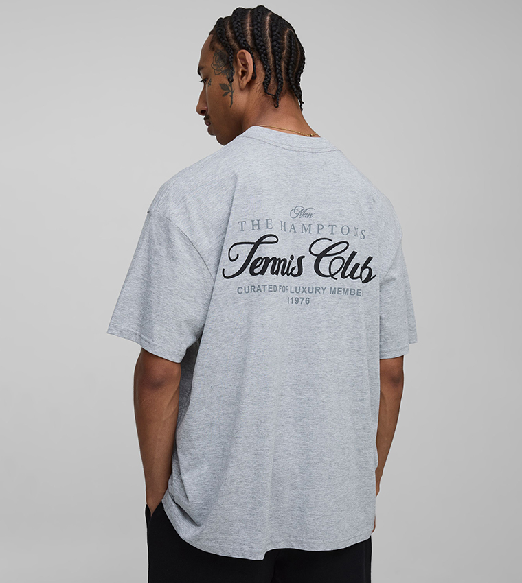 Oversized Hamptons Tennis Club Puff Printed T-Shirt