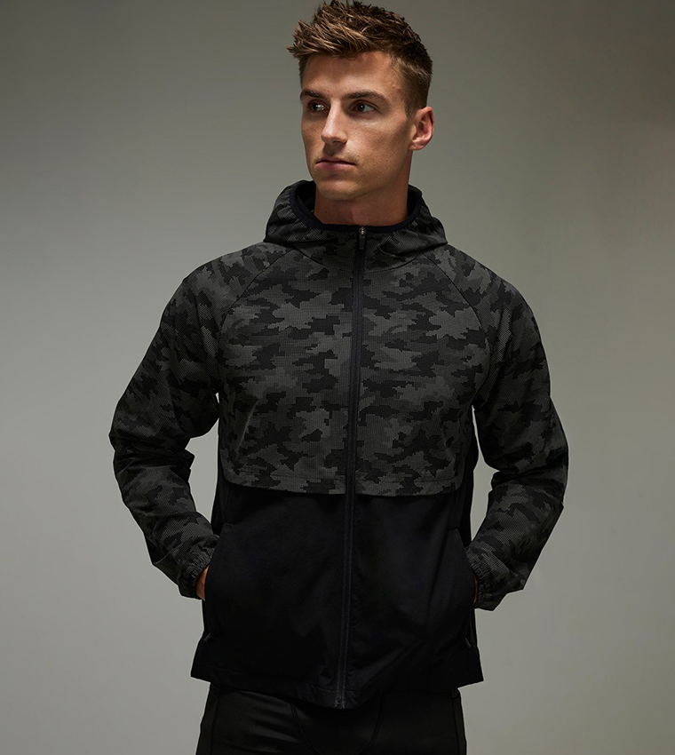 Buy BoohooMAN Running Reflective Camo Regular Fit Windbreaker
