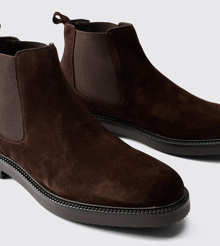 Real Suede Leather Chelsea Boots