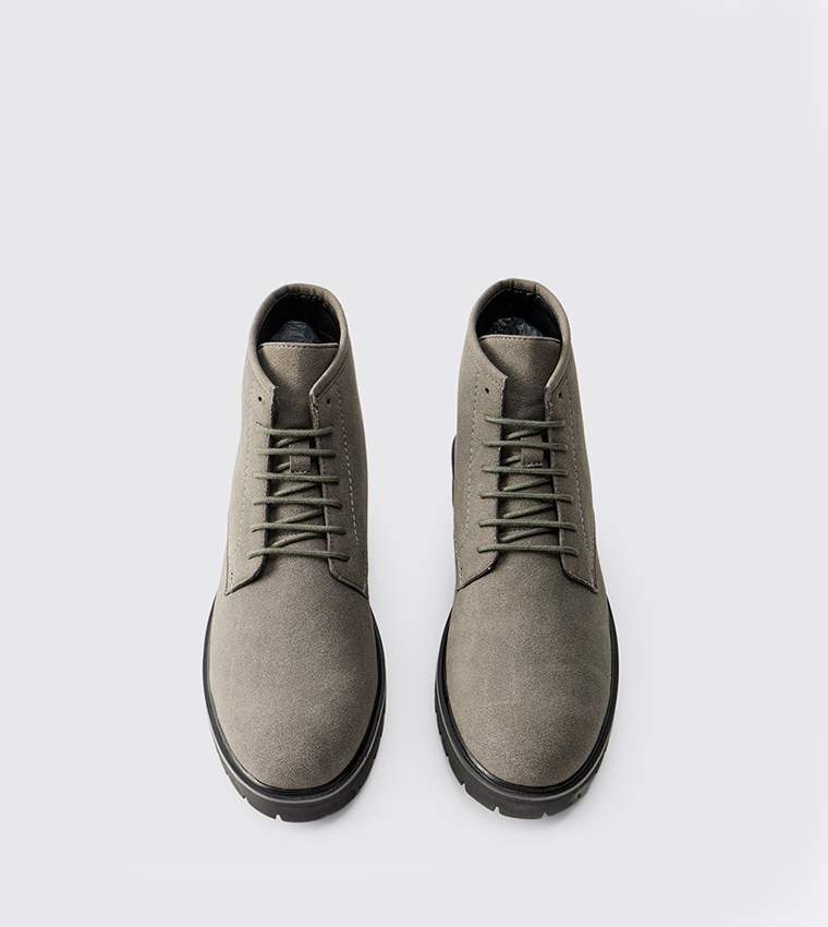 Faux Suede Chunky Sole Lace-Up Boots