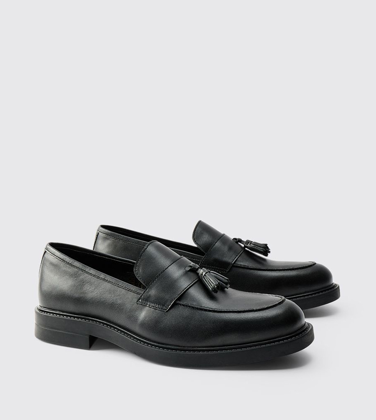Real Leather Tassel Loafers