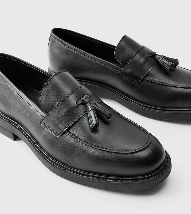 Real Leather Tassel Loafers