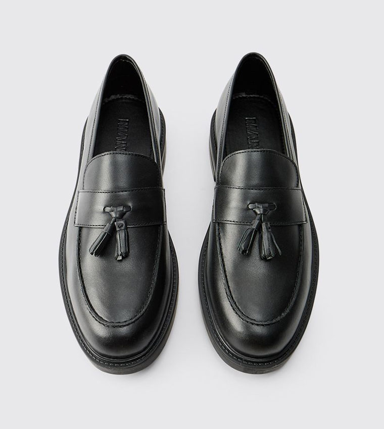Real Leather Tassel Loafers