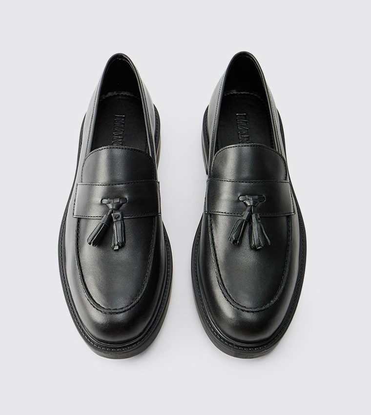 Real Leather Tassel Loafers