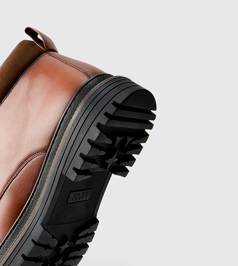 Washed PU Hiking Style Boots