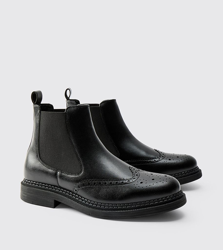 Faux Leather Western Stitching Detail Chelsea Boots