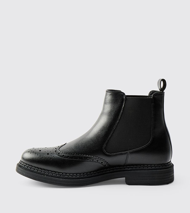 Faux Leather Western Stitching Detail Chelsea Boots