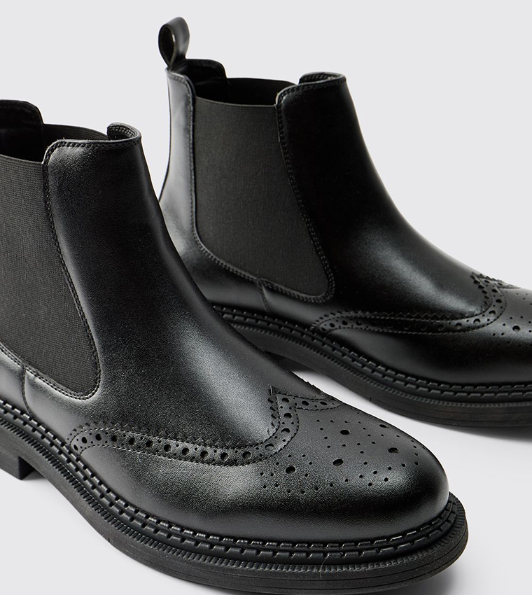 Faux Leather Western Stitching Detail Chelsea Boots