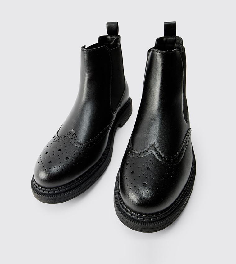 Faux Leather Western Stitching Detail Chelsea Boots