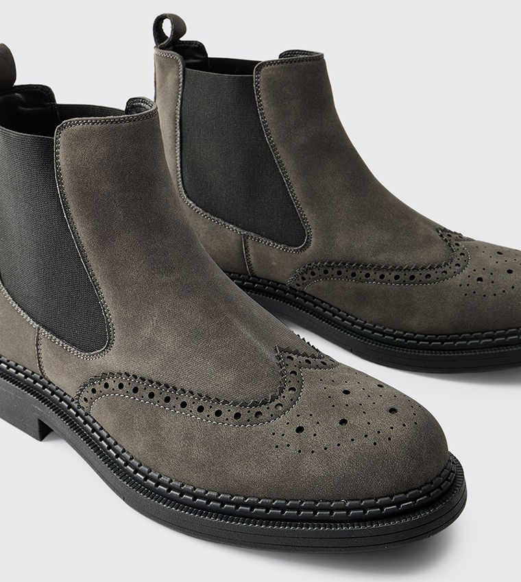 Faux Leather Western Stitching Detail Chelsea Boots