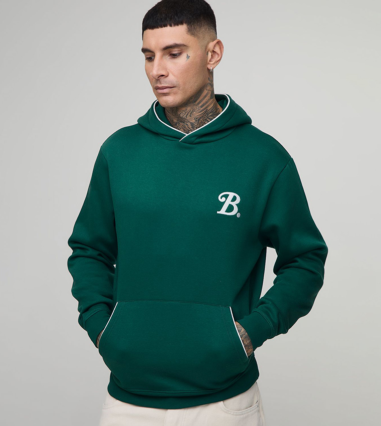 Tall B Embroidered Piped Hoodie