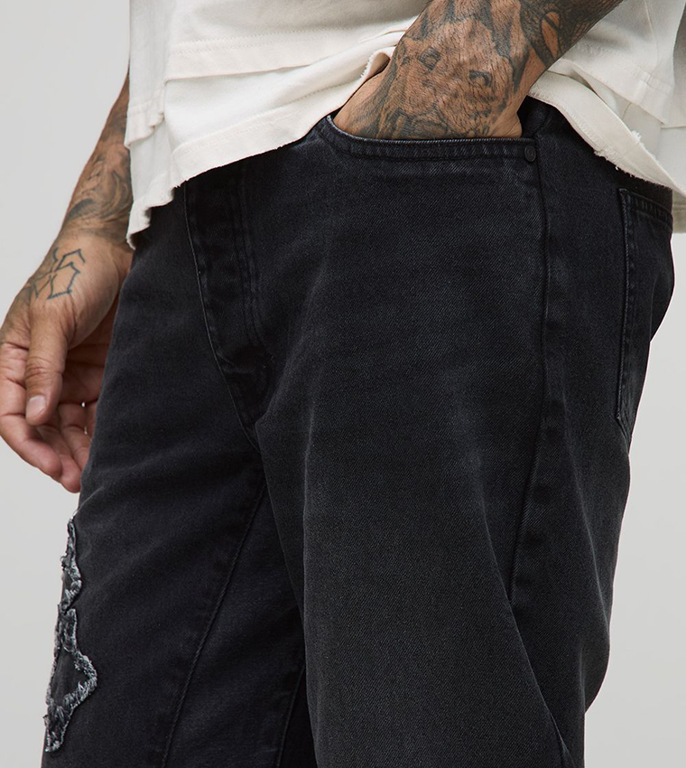 Tall Appliqued Gusset Panel Slim Flared Jeans