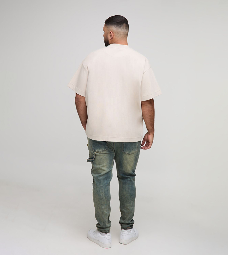 Plus & Tall Stacked Multi Rip Carpenter Skinny Fit Jeans