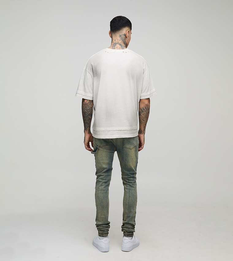 Tall Stacked Multi Ripped Carpenter Skinny Fit Jeans