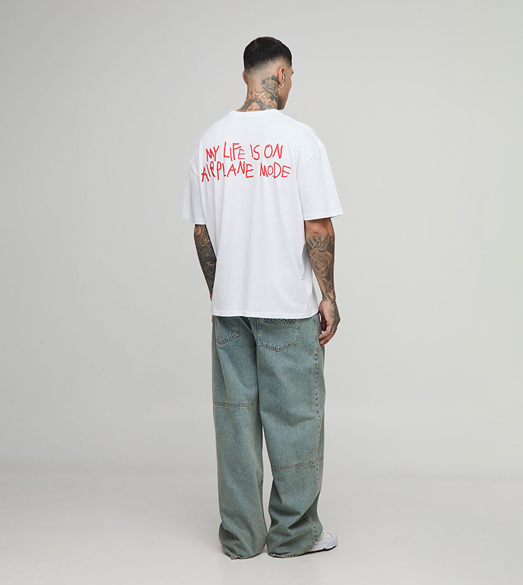 Tall Airplane Mode Slogan Print Oversized T-Shirt