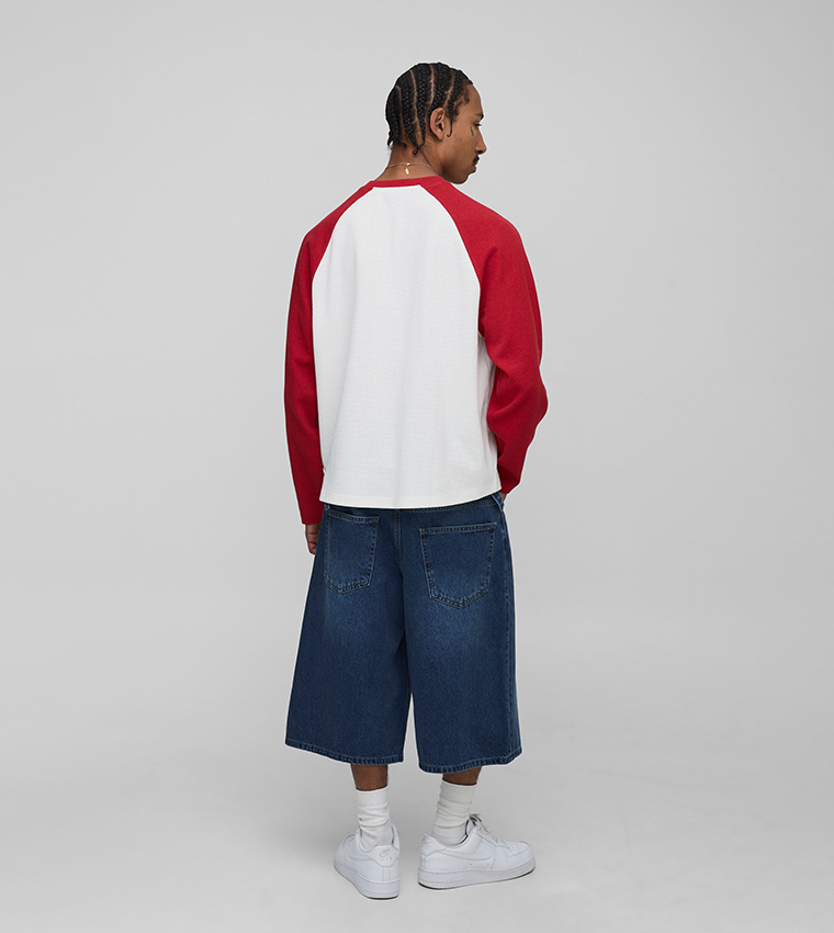 Heavyweight Waffle Raglan Sleeves Oversized T-Shirt
