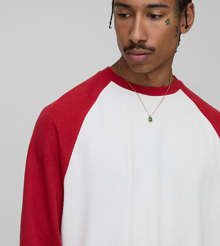 Heavyweight Waffle Raglan Sleeves Oversized T-Shirt