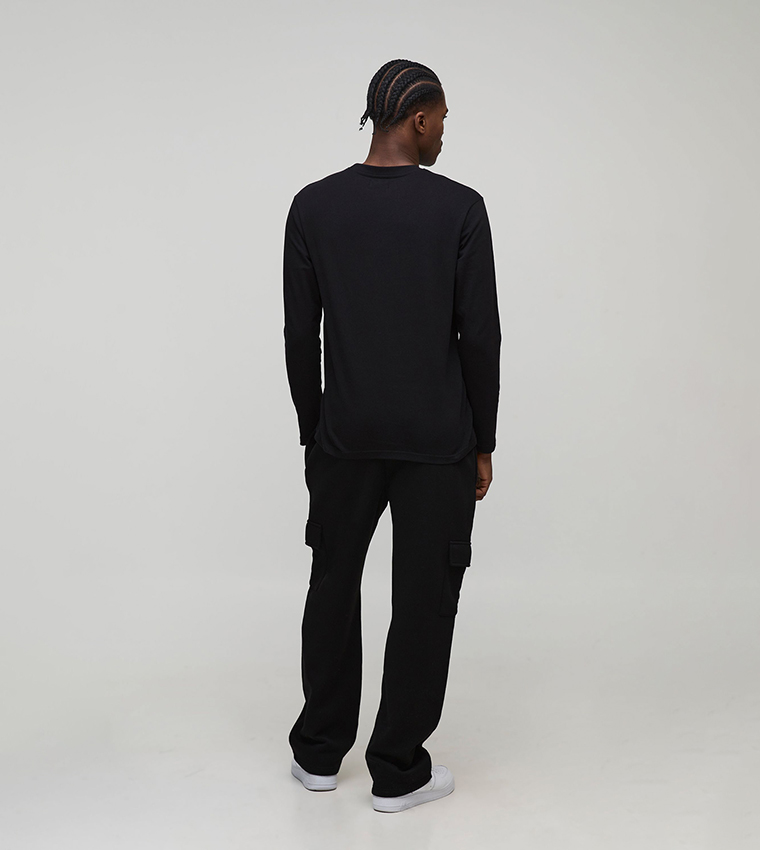 Solid Long Sleeves Regular Fit Crew Neck T-Shirt