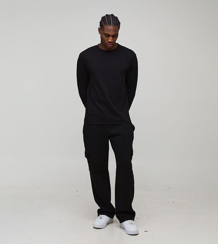 Solid Long Sleeves Regular Fit Crew Neck T-Shirt