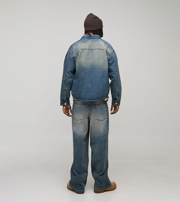 Washed Long Sleeves Denim Oversized Shirt