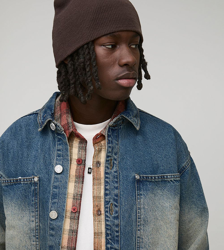 Washed Long Sleeves Denim Oversized Shirt