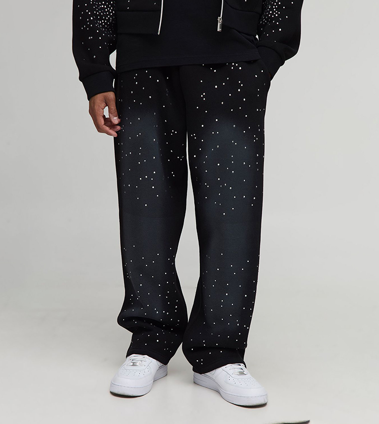 Washed Rhinestone Baggy Fit Sweatpants